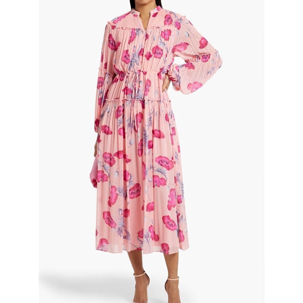 Diane Von Furstenberg Link Pleated Ruffle Floral-Print Maxi Dress - Picture 2 of 9